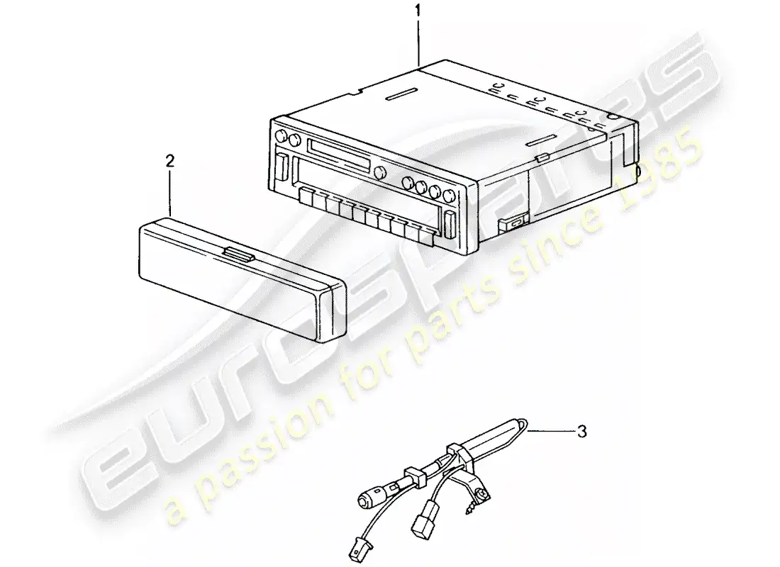 porsche 2002 (996 gt3) radio unit parts diagram