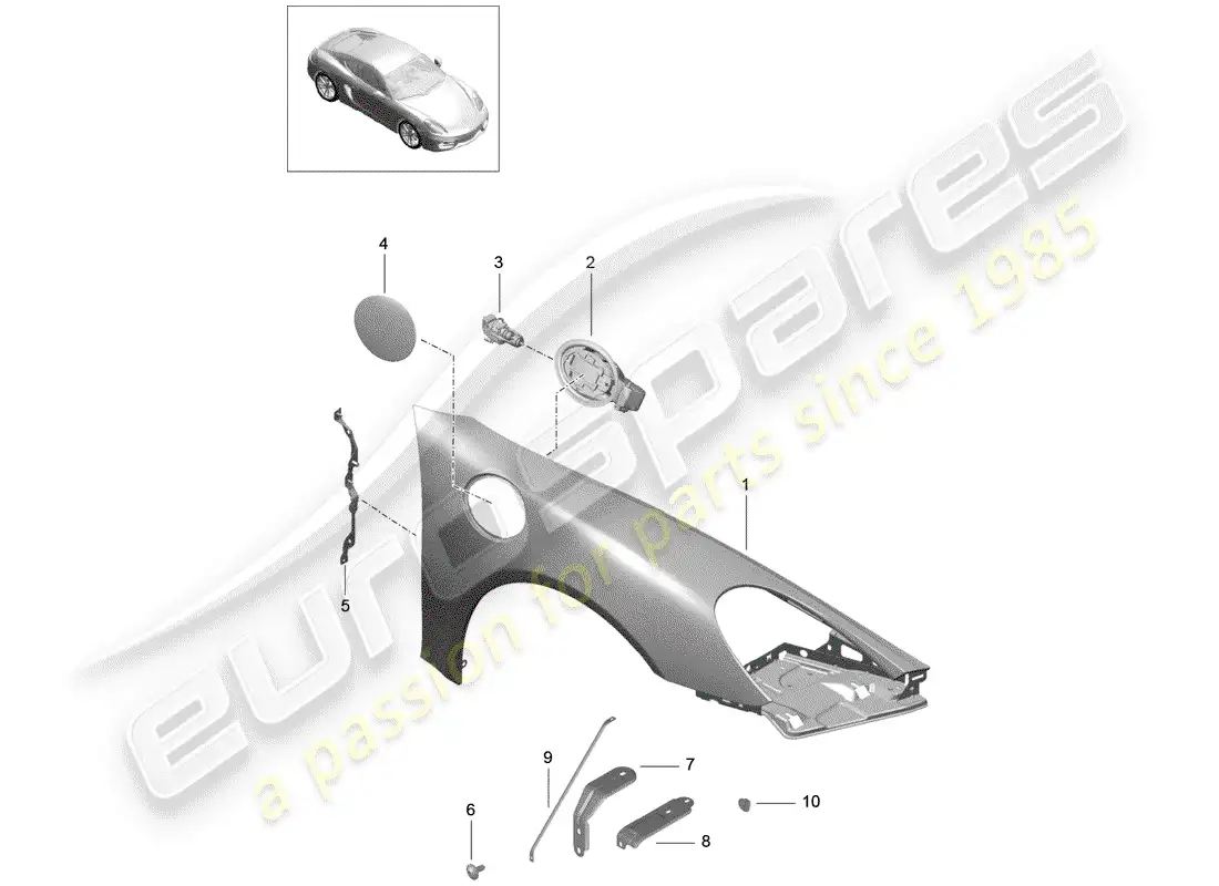 porsche 2014 (981 cayman) fender parts diagram