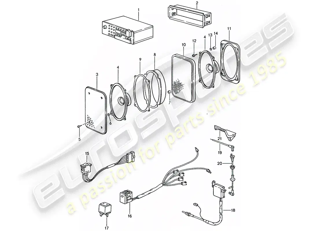 porsche 1990 (944) radio unit parts diagram