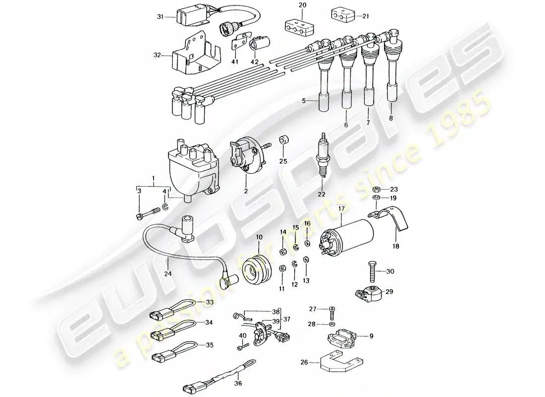 porsche 1990 (944) engine electrics 1 parts diagram