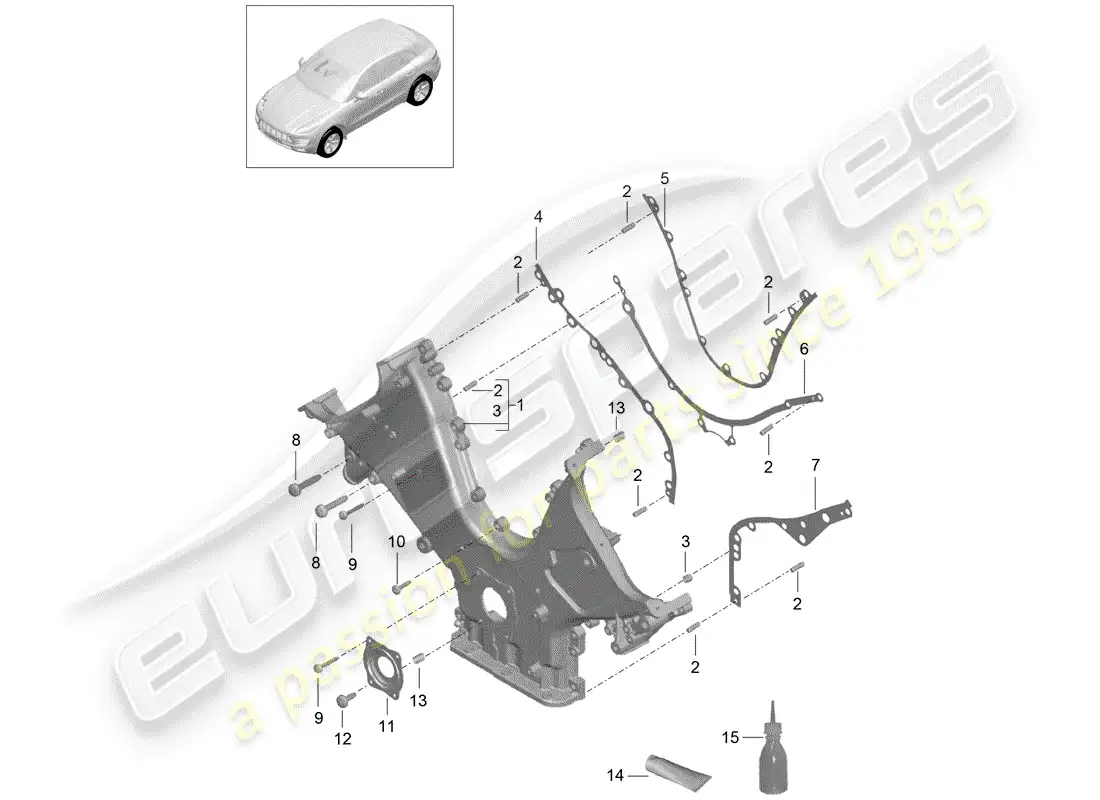 porsche 2016 (macan) timing case cover parts diagram