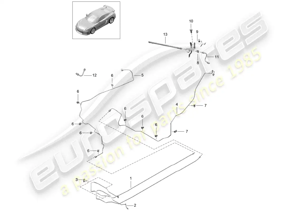 porsche 2016 (981 cayman gt4) brake lines parts diagram