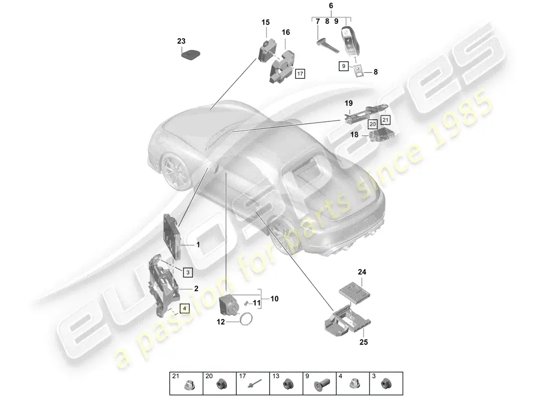 porsche 2020 (718 boxster spyder) control units parts diagram