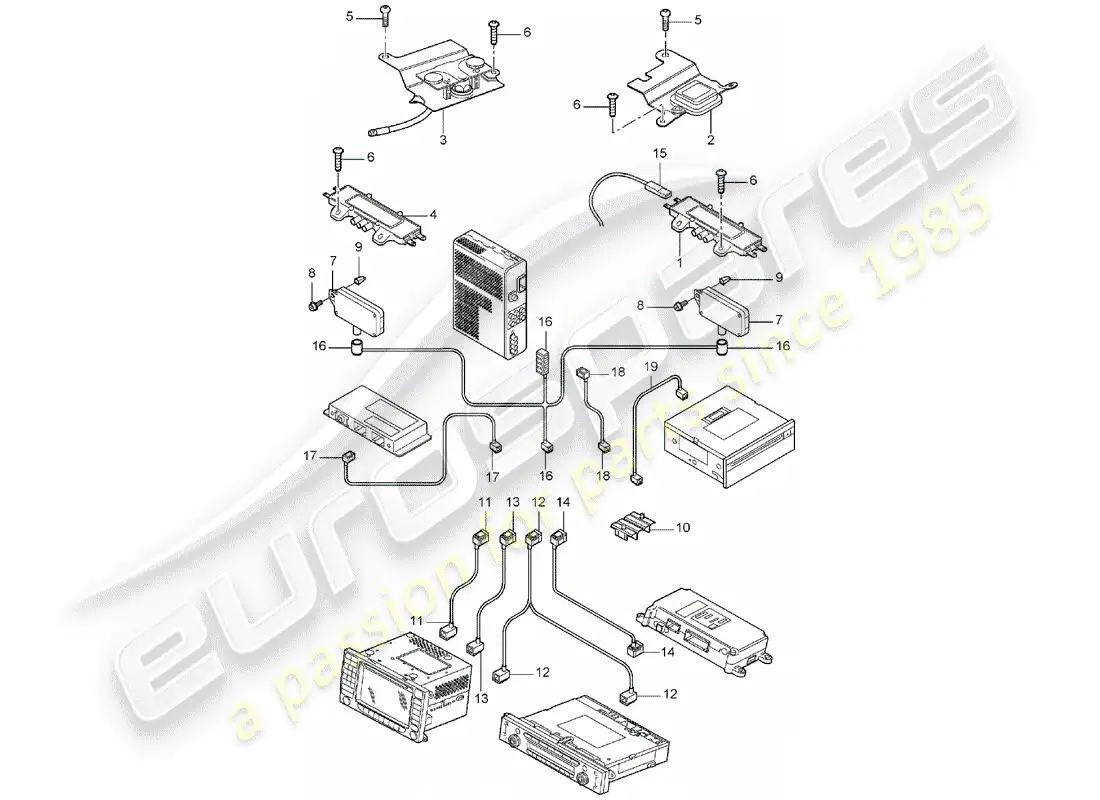 porsche 2005 (cayenne e1 9pa) antenna booster part diagram