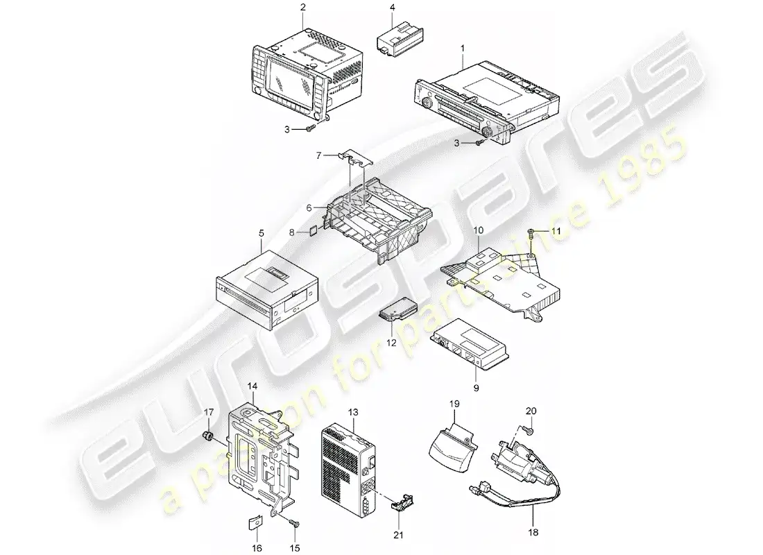 porsche 2005 (cayenne e1 9pa) radio unit part diagram