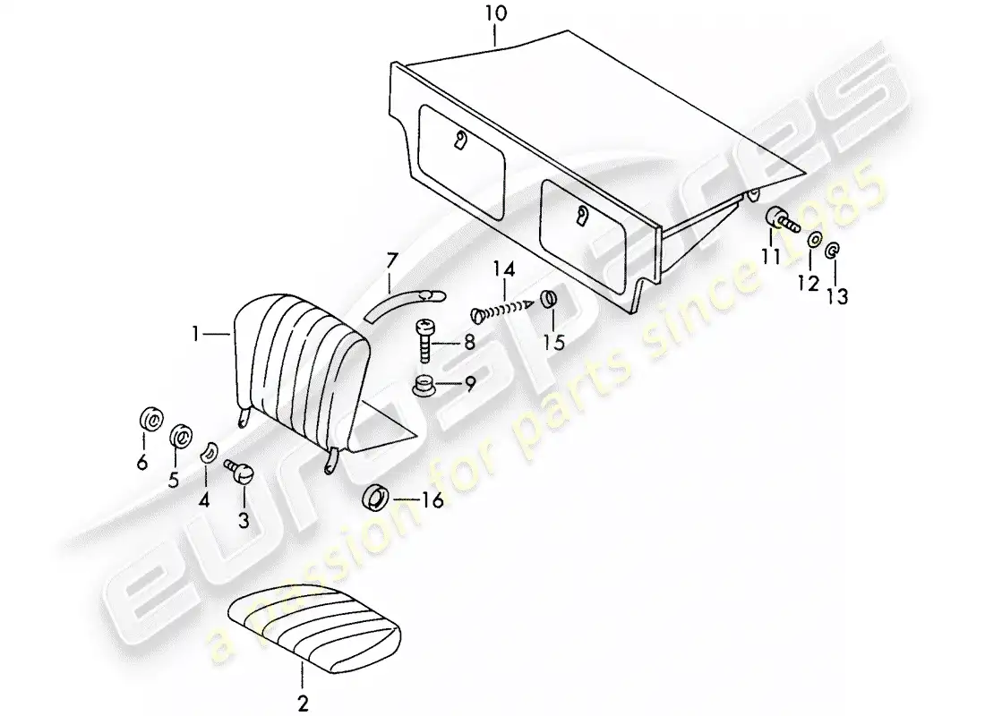 porsche 1967 (911/912) emergency seat parts diagram