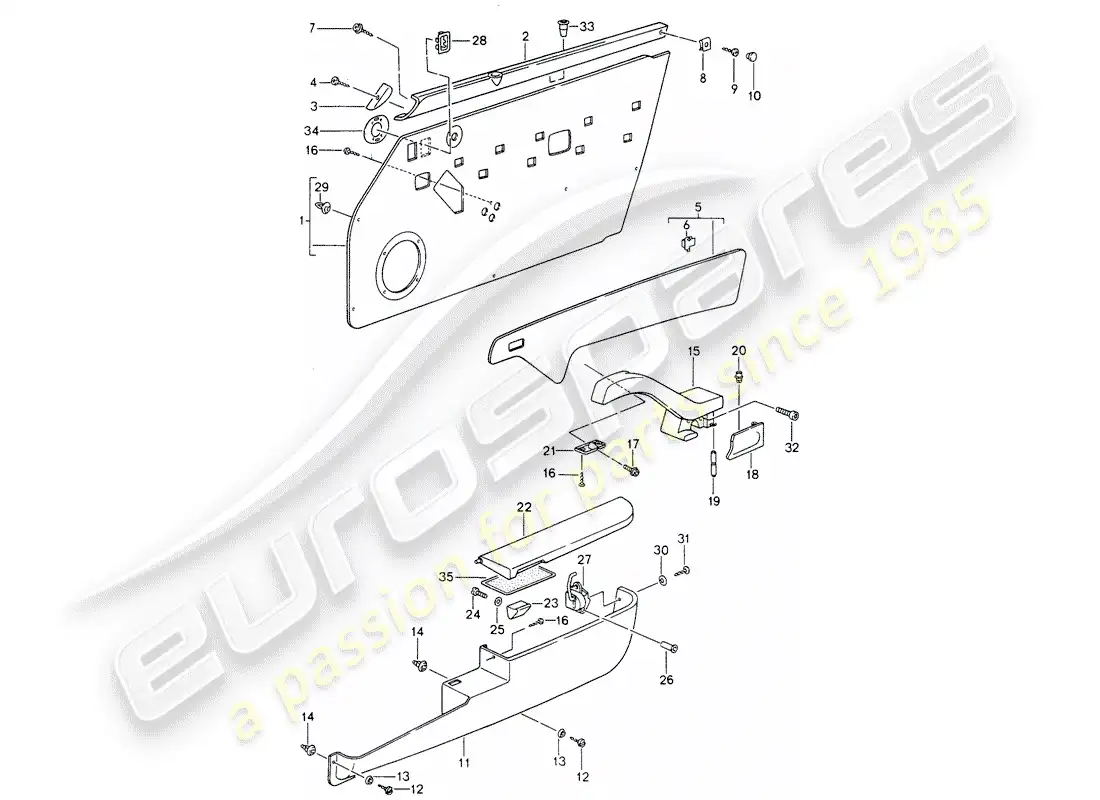 porsche 1995 (993) interior equipment - doors - d >> - mj 1996 parts diagram