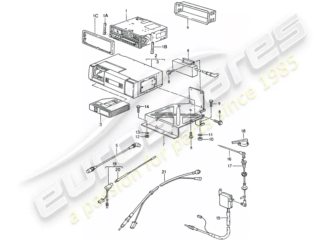 porsche 1993 (968) radio unit - cd-changer parts diagram