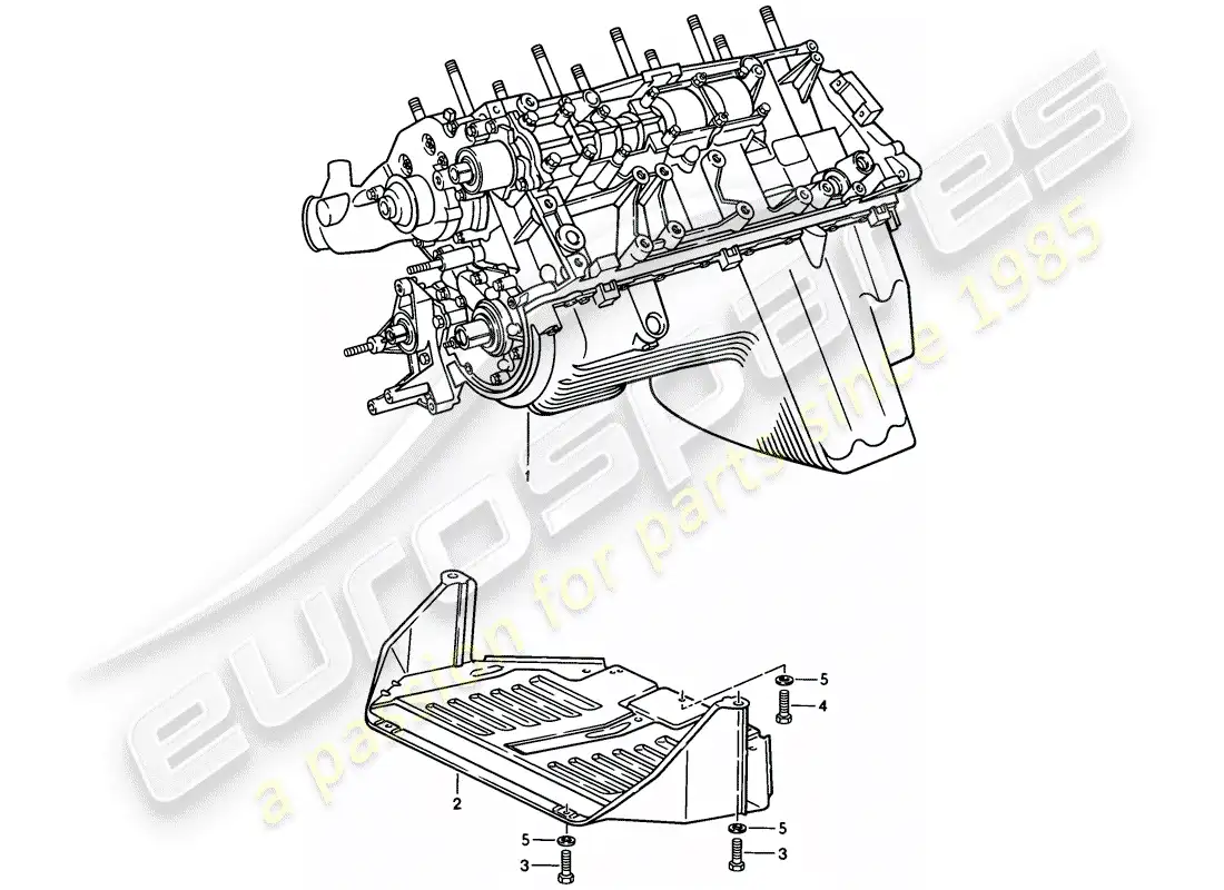 porsche 1982 (944) short engine - crankcase - protective plate f. engine parts diagram