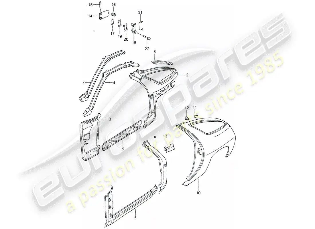 porsche 1993 (928) frame - side panel parts diagram