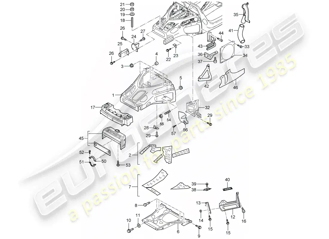 porsche 2005 (carrera gt) rear end parts diagram