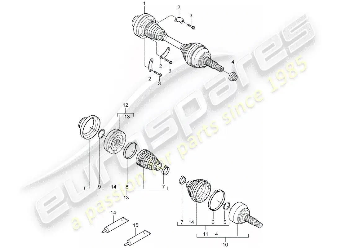 porsche 2009 (cayenne e1 9pa) drive shaft part diagram