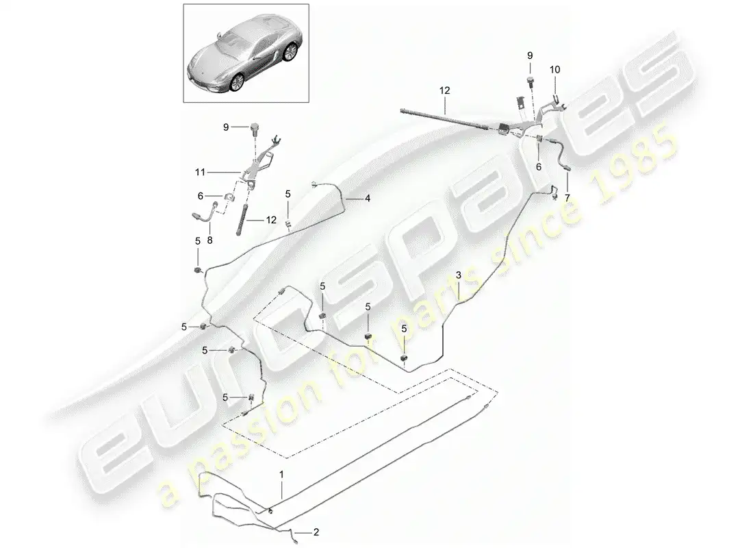 porsche 2014 (981 cayman) brake lines parts diagram
