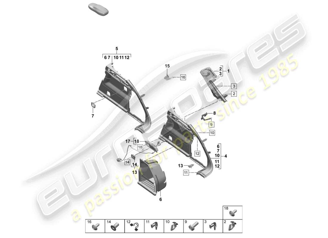 porsche 2025 (macan-e) trim side for luggage compartment right d-pillar part diagram