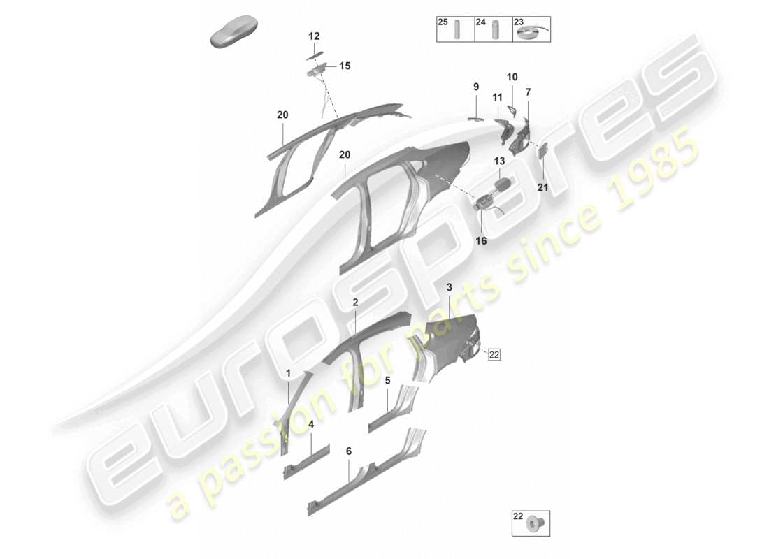 porsche 2024 (panamera 971-2) side part outer part diagram