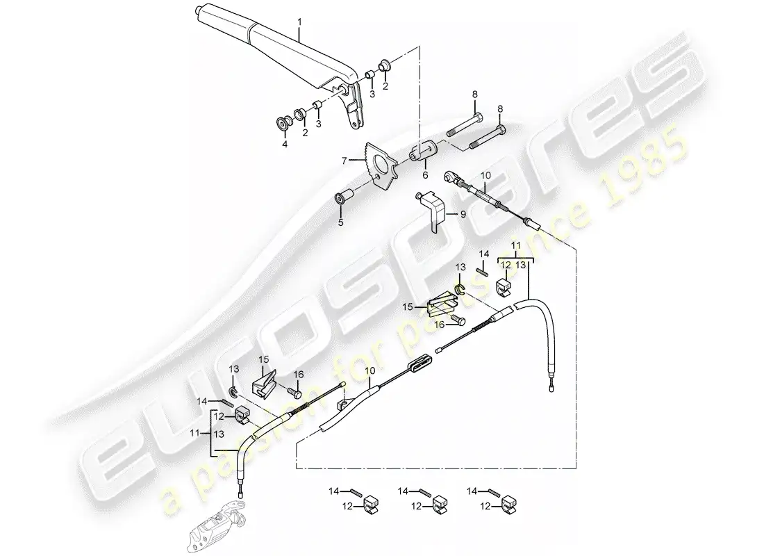 porsche 2005 (carrera gt) handbrake - actuator parts diagram