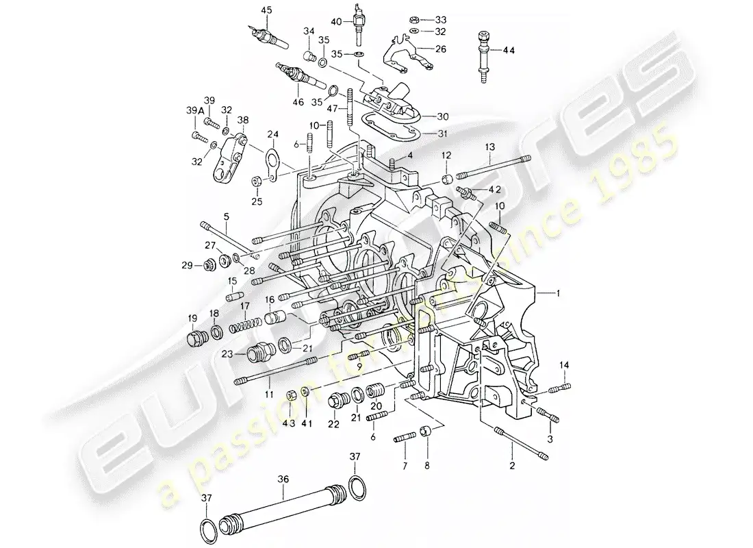 porsche 1994 (964) crankcase parts diagram