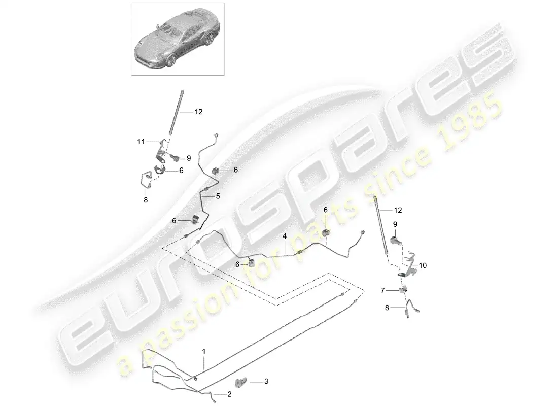 porsche 2017 (991-2 turbo) brake line part diagram