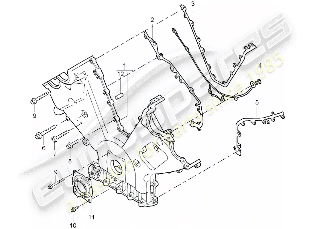 porsche 2005 (cayenne e1 9pa) cover for timing chain parts diagram