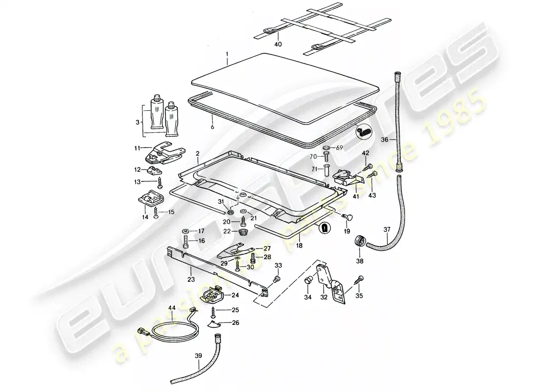 porsche 1993 (968) lifting roof parts diagram