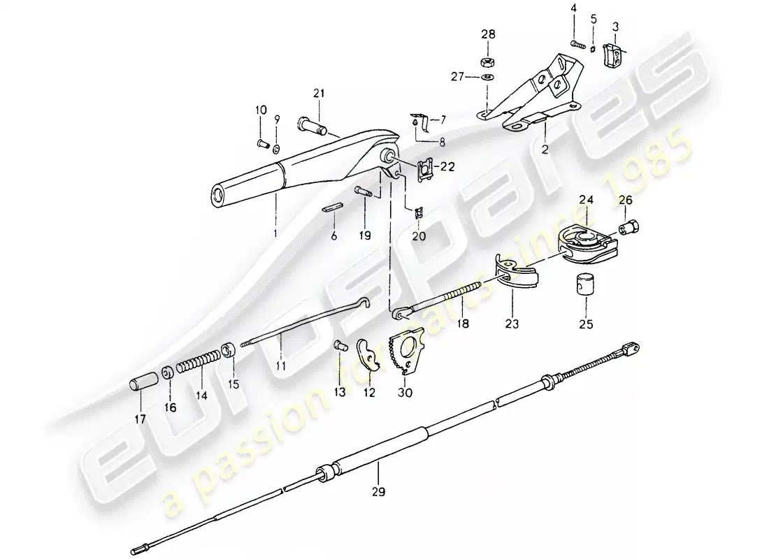 porsche 1990 (964) handbrake - actuator parts diagram