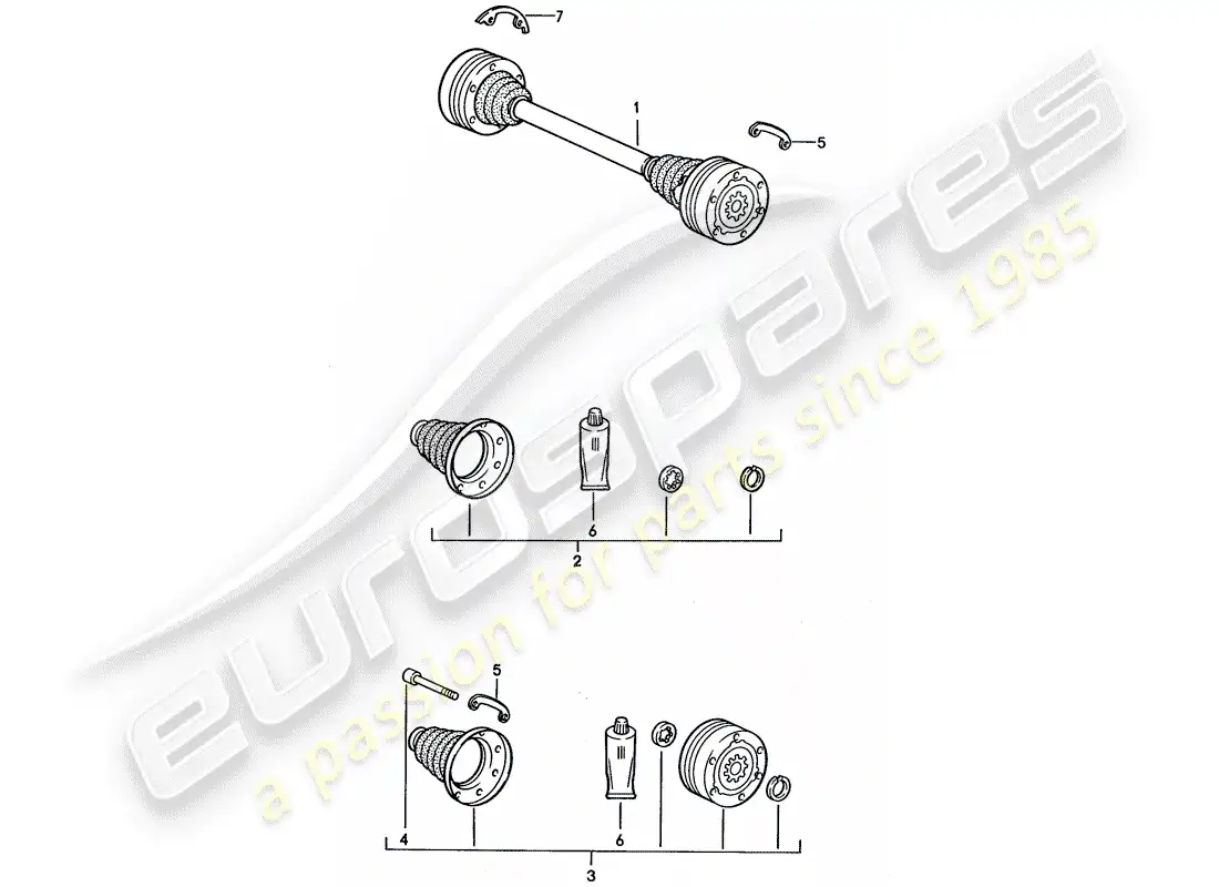 porsche 1993 (968) drive shaft parts diagram