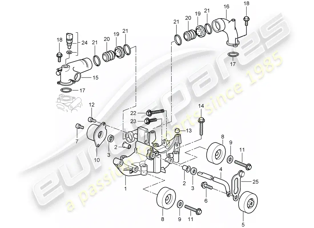 porsche 2009 997-2 turbo / gt2 belt tensioner parts diagram