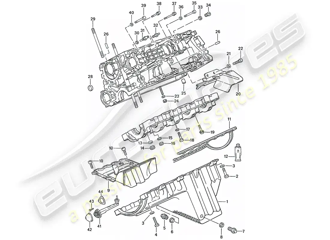 porsche 1989 (944) crankcase - fasteners - repair set for maintenance - see illustration: parts diagram