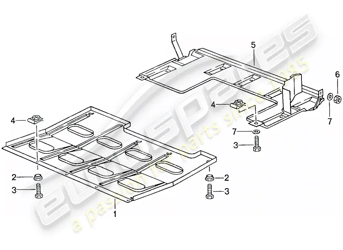 porsche 1989 (944) underside protection parts diagram