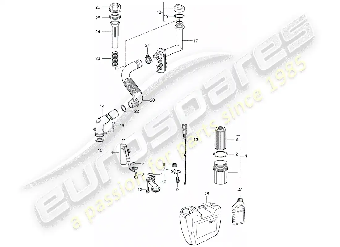 porsche 2005 (987 boxster) engine lubrication parts diagram