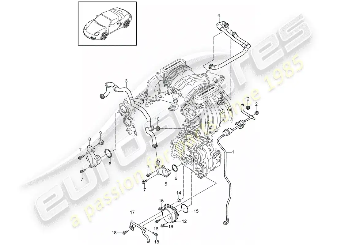 porsche 2009 (987 boxster) crankcase parts diagram