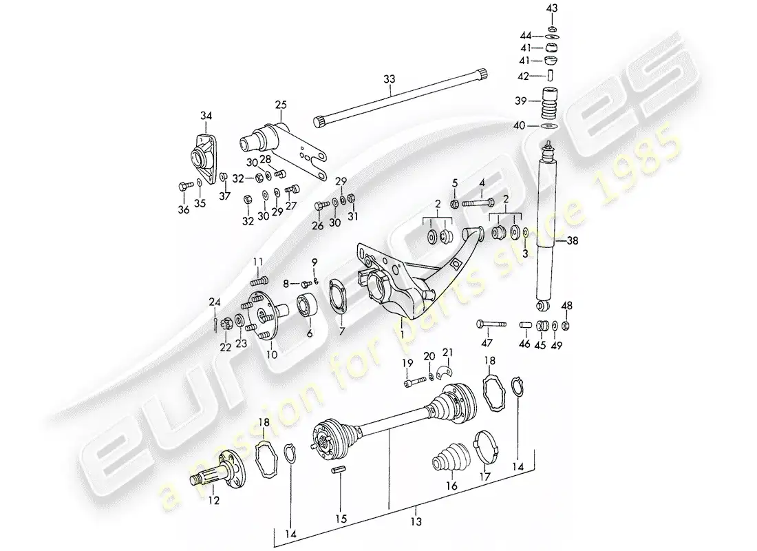 porsche 1966 (911/912) rear axle - d - mj 1969>> - mj 1969 parts diagram