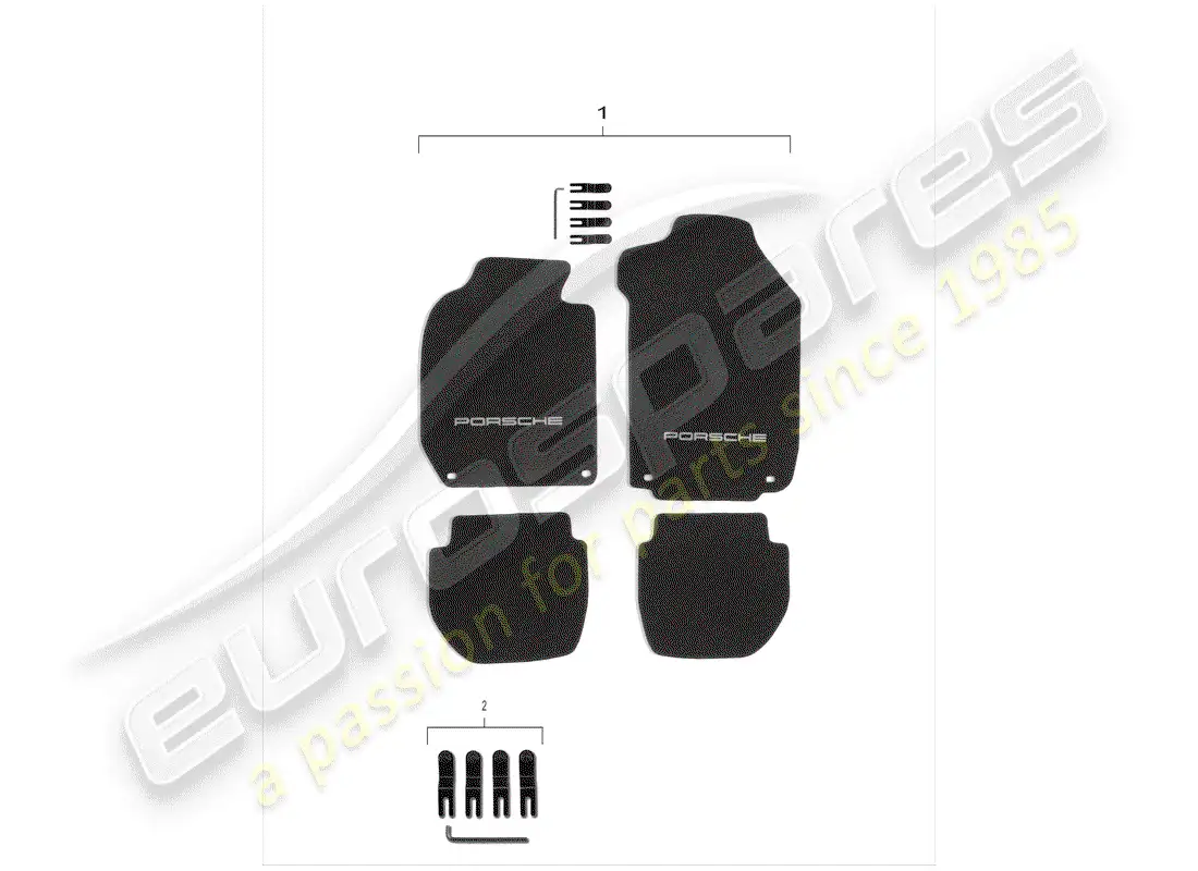 porsche 1994 (928) floor mat parts diagram