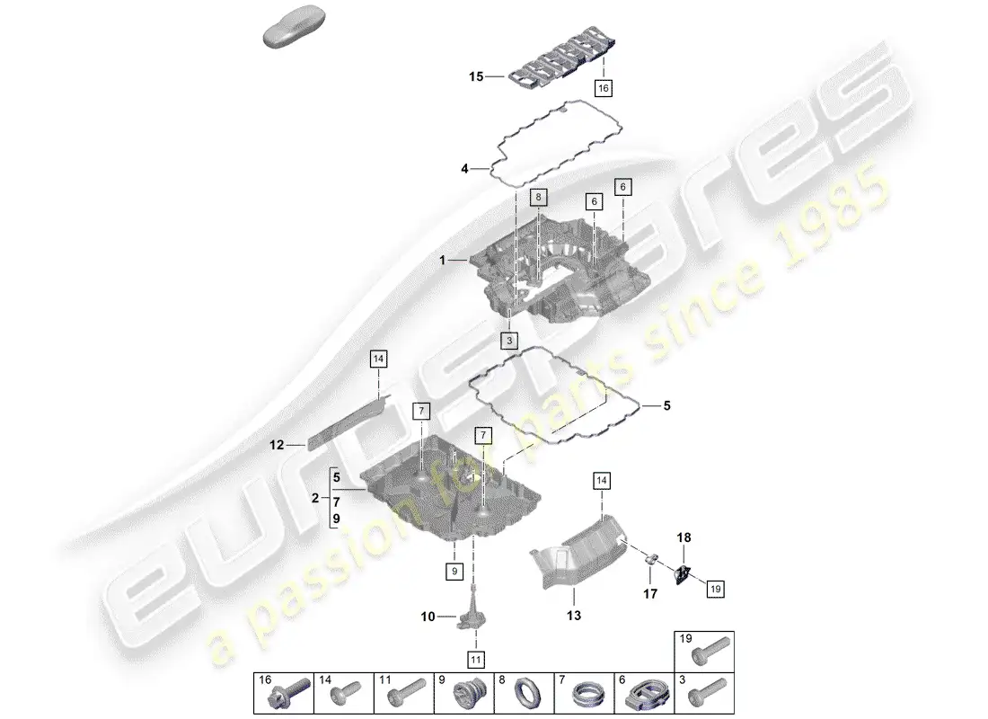 porsche 2020 (718 boxster spyder) oil pan parts diagram