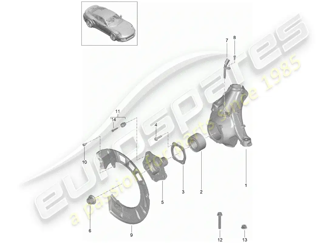 porsche 2016 (991-1 turbo) wheel carrier parts diagram