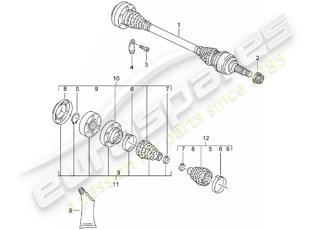 porsche 2005 (cayenne e1 9pa) drive shaft parts diagram