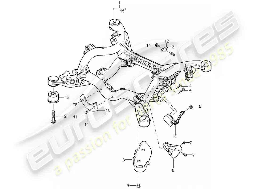 porsche 2005 (cayenne e1 9pa) rear axle parts diagram