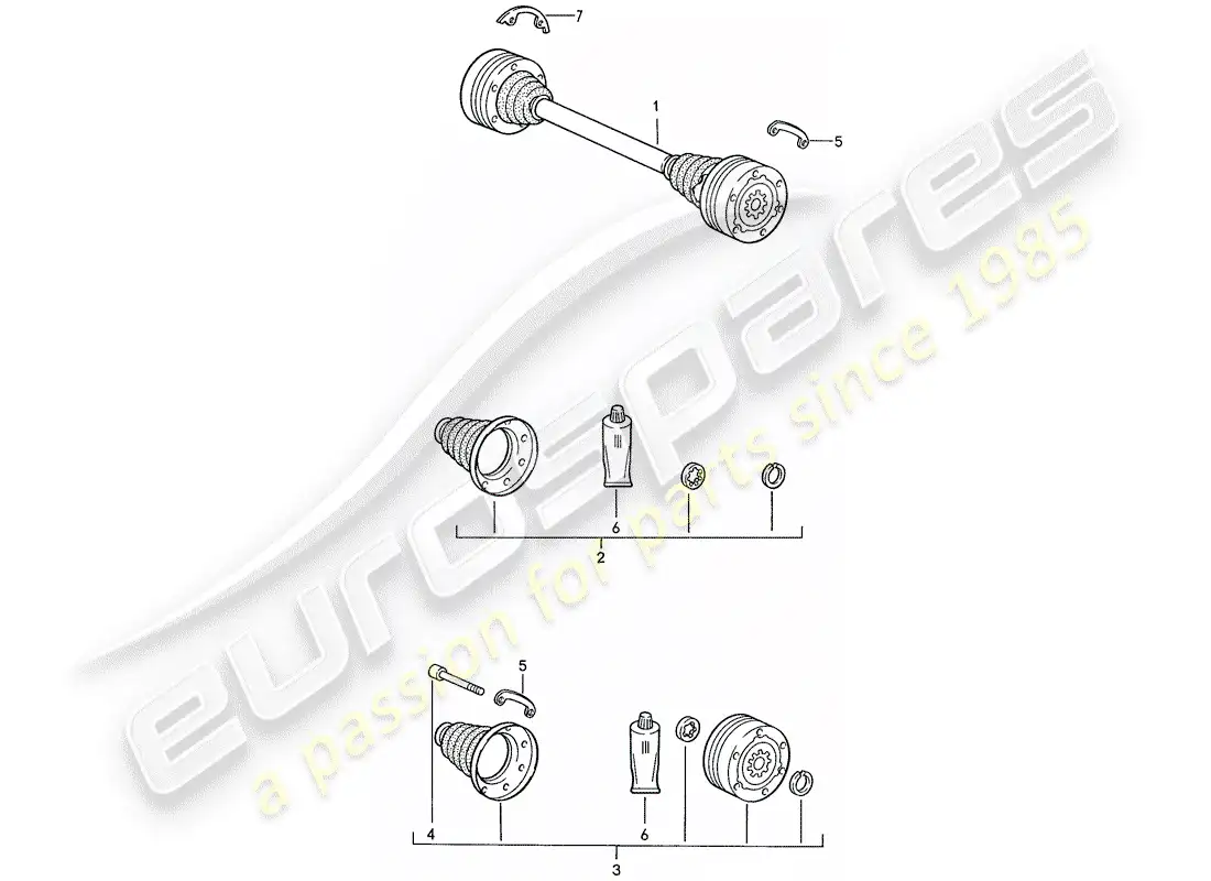 porsche 1990 (944) drive shaft parts diagram