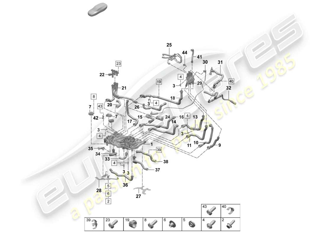 porsche 2026 (taycan 9j1-2) coolant pipe front distributor for coolant part diagram