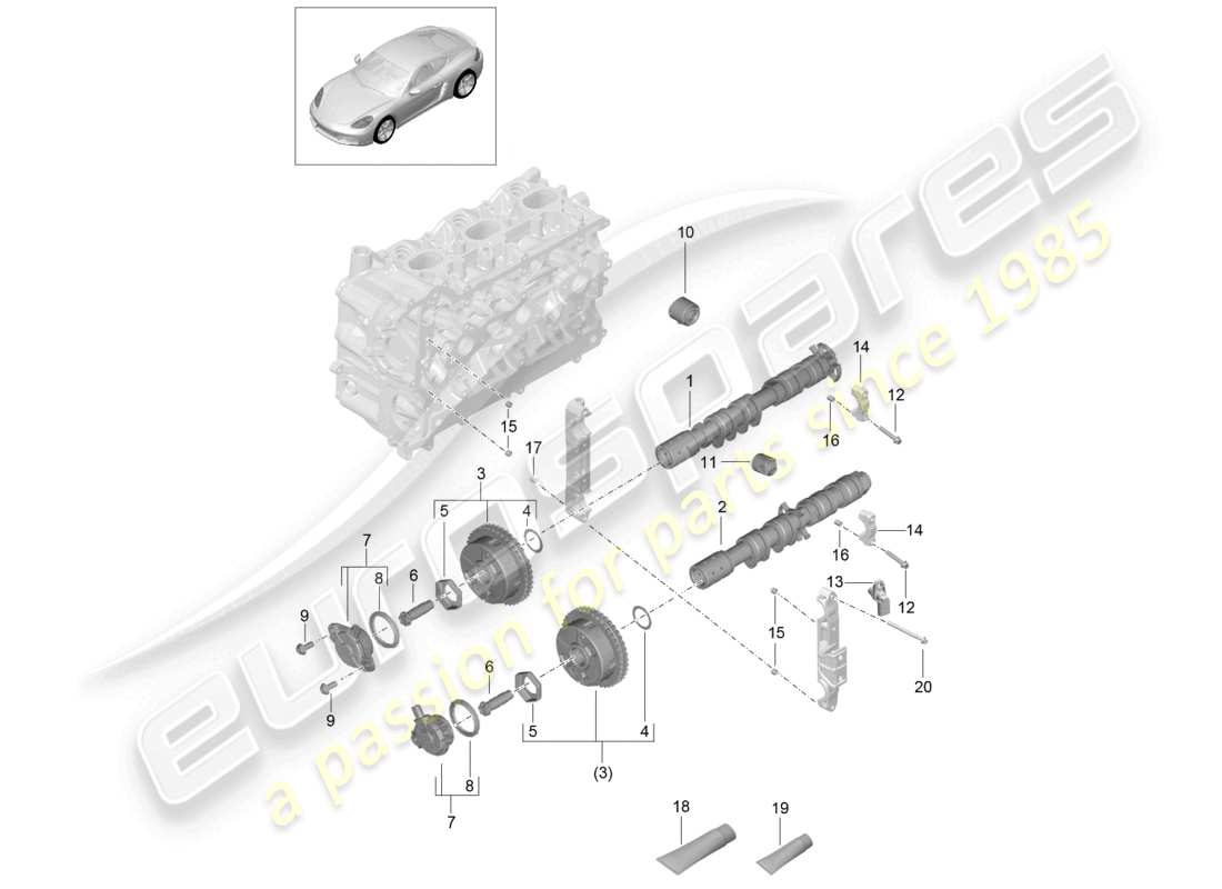 porsche 2025 (718 cayman) camshaft hydraulic tappet camshaft adjuster unit part diagram