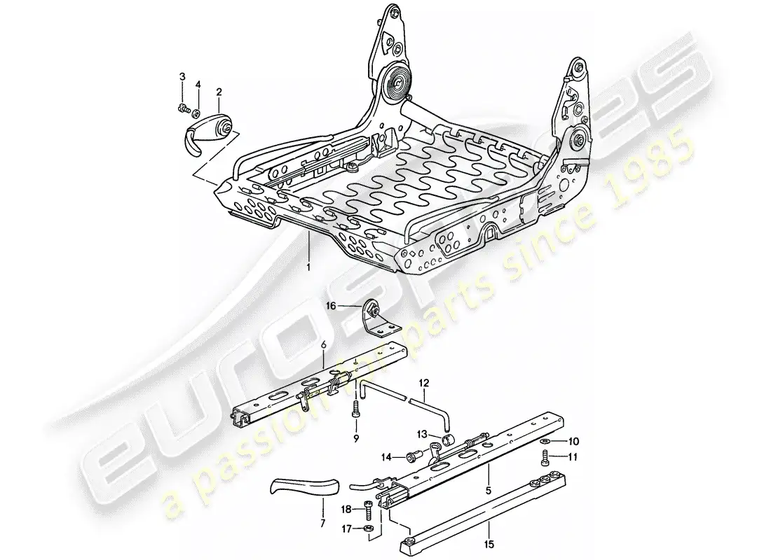 porsche 1984 (911) frame for seat - manually adjustable - d - mj 1985>> parts diagram