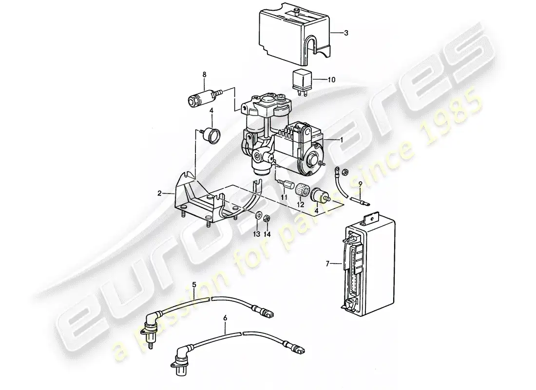porsche 1989 (944) hydraulic unit - anti-locking brake syst. -abs- parts diagram
