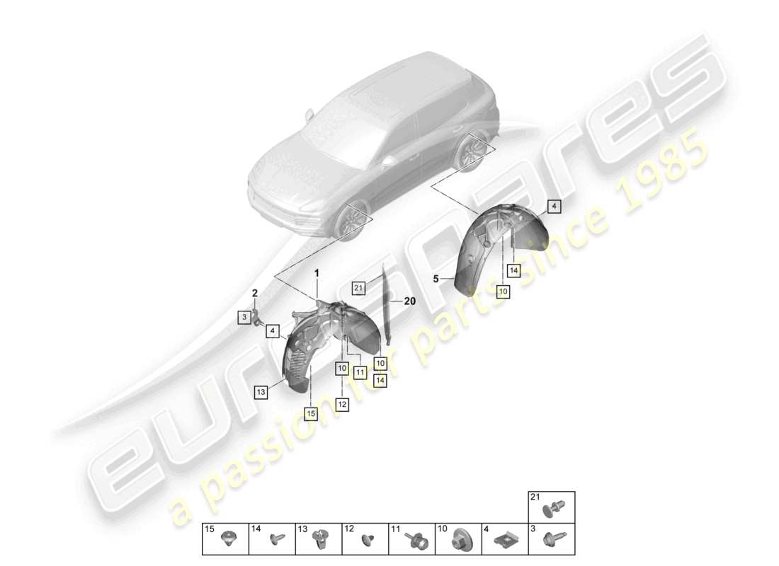 porsche 2024 (cayenne e3 9ya/9yb) trim wheel housing liner part diagram