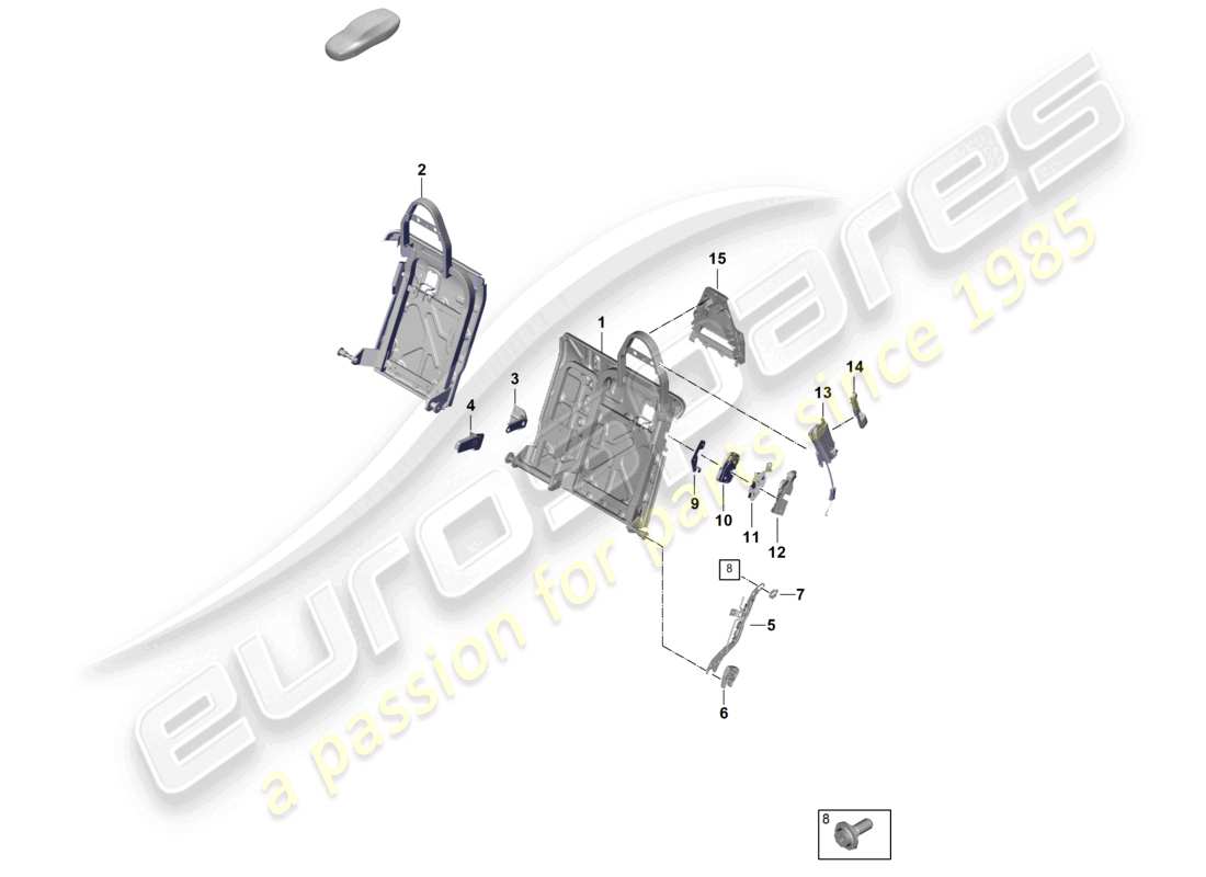 porsche 2026 (panamera 976) backrest frame standard seat part diagram