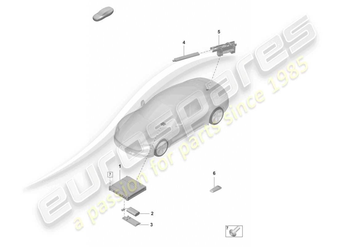 porsche 2020 (taycan 9j1-1) control unit for emerg. call module and communications unit d - mj 2023>> part diagram