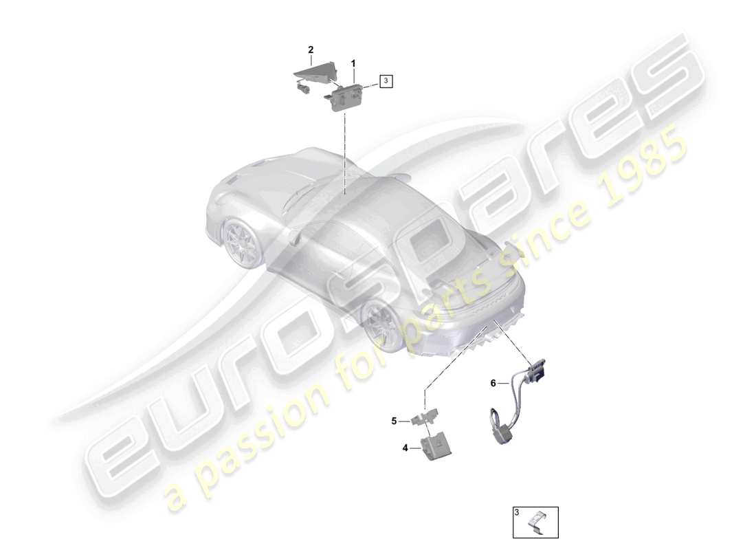 porsche 2025 (992-2 gt3) front camera for driver assistance programs reversing camera real top view part diagram