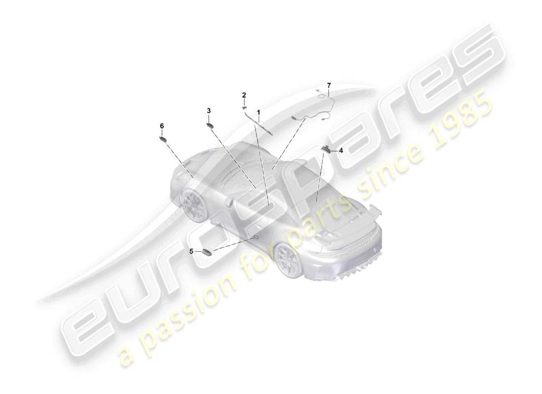 porsche 2025 (992-2 gt3) interior light door warning light footwell light part diagram