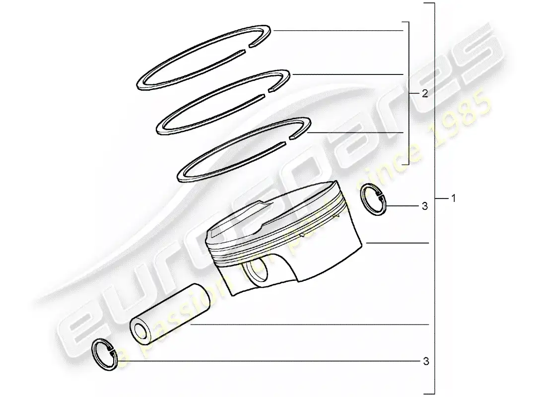 porsche 2005 (carrera gt) piston - piston rings parts diagram
