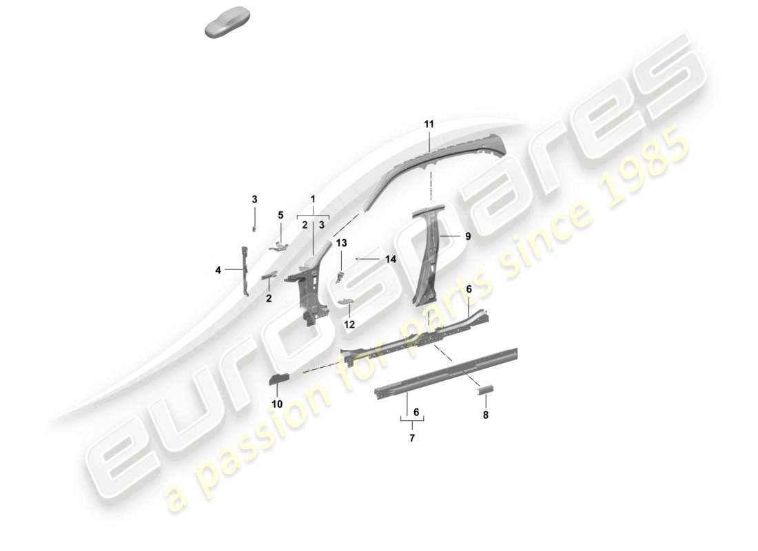 porsche 2026 (taycan 9j1-2) side panel, inner front, outer part diagram