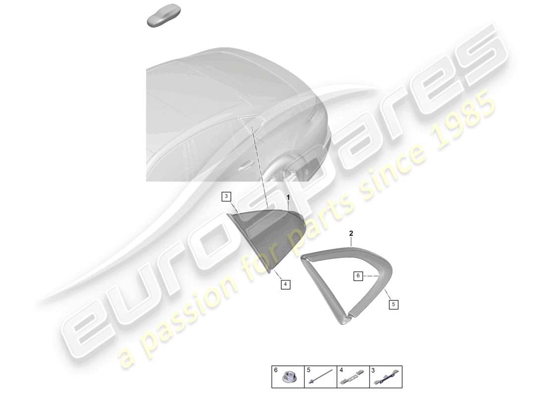 porsche 2025 (panamera 976) side window rear side part left a. right part diagram